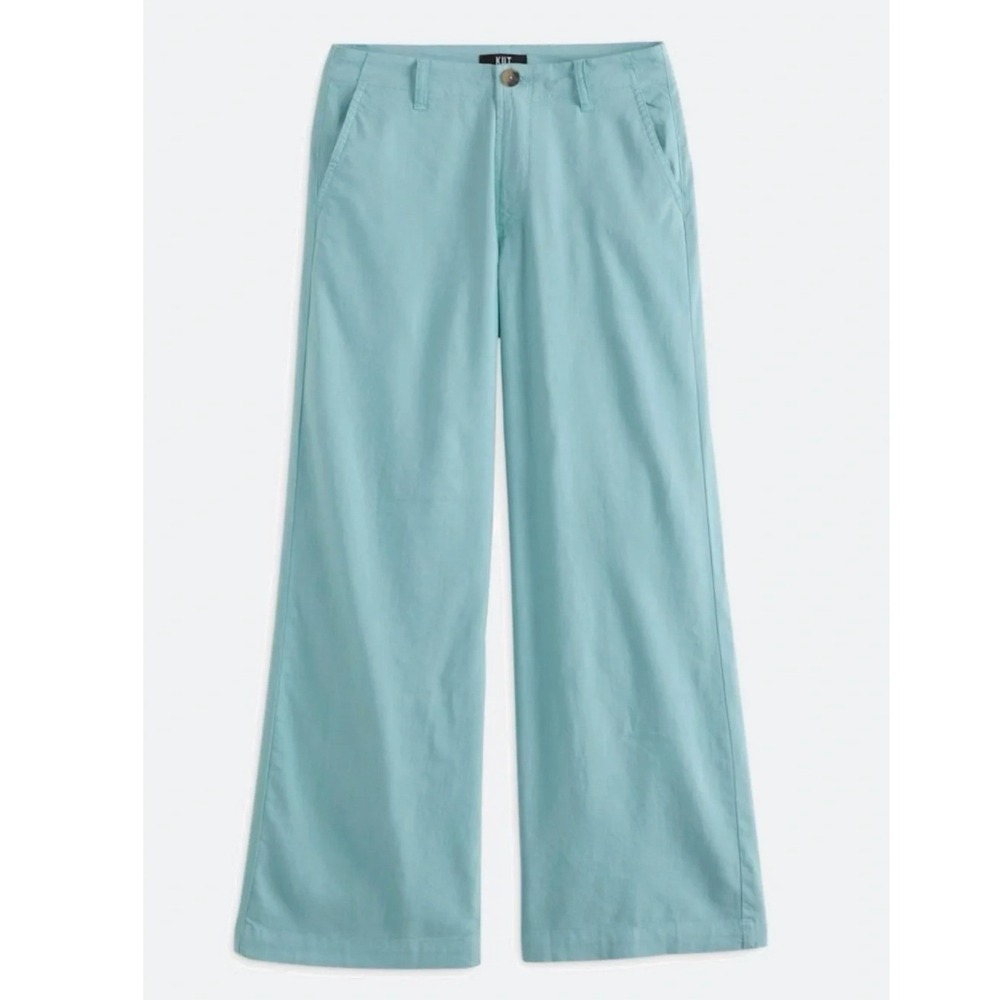 KUT From the Kloth Meg Linen Wide Leg Trousers Size 8 Turquoise